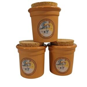 Val Do Sol Red Terracotta Pottery Country Canisters Jars Pots Portugal Vtg 3"T